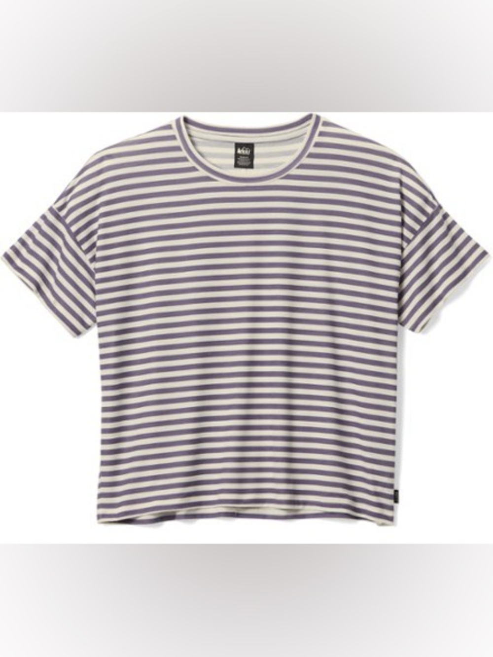 REI Co-op Striped Oversized Boxy Tee Cream Navy Blue Size Large